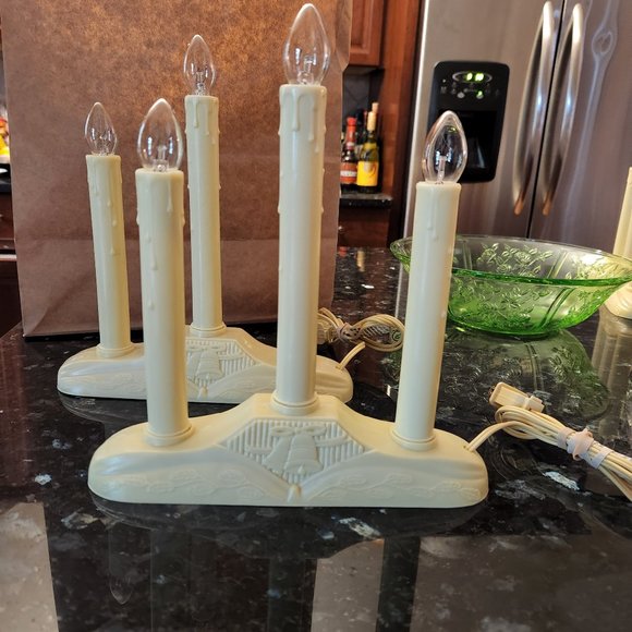Other - Two (2) Vintage/ Retro Style Christmas Electric 3 Candle Plastic Candelabra